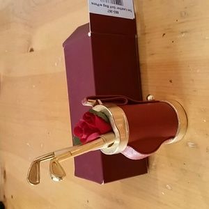 Golf Bag Genuine Tan Leather Pen Holder/Cup